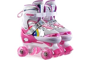 ‎SUMEBER Sumeber Inline Skate für Kinder Einstellbare Größe mit Beleuchtung bis Räder Rosa Skate Schuhe für Mädchen Kleinkinder Geburtstag Weihnachten Geschenke…