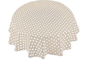 Home Direct Mantel de Hule, Redondo 140 cm Lunares Beige