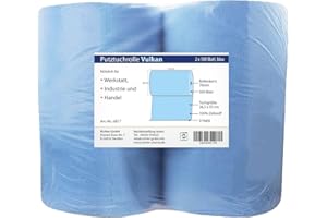 ‎RICHTER CHEMIE Putztuchrolle saugstark | 2-lagig | 1.000 Blatt | 36,5 x 35 cm | Für Werkstatt, Industrie und Handel | blau