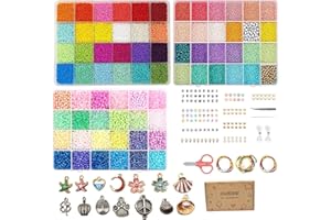SHJOEE 34470pcs Bunte Perlen Für Armbänder Ketten Ringe Handykette 2mm 3mm 4mm Glasperlen Selber Machen Set Perlen zum Auffädeln Kinder Erwachsener DIY Perlen Kit zu Geburtstag,Feiertag,Party,Weihnachten