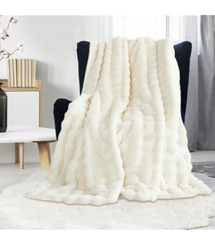 Zachte pluizige dekens voor bank en bed, kunstbont sierdeken, gezellig, luxe, warm, dik en elegant, bontbeddeken bank gooit decoratie, 150 x 200 cm (geel