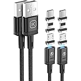 Kuulaa 3-in-1-Magnetladekabel, 3A-Schnellladekabel aus Nylon, geflochten mit LED Light Magnetic USB Ladekabel für Micro-USB,