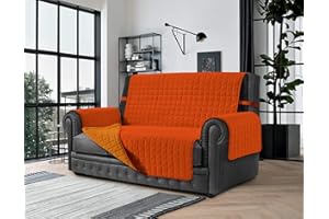 BANZAII TEXTILE INNOVATOR ONLINE Banzaii Copridivano 3 Posti Antimacchia, Salvadivano Trapuntato Bicolore Arancio Scuro/Arancio Chiaro per Seduta da 170 a 195 cm