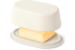 COOLER KITCHEN Bigger Size Beurrier moderne extra-large blanc crème avec couvercle anti-odeur | Lave-vaisselle et micro-ondes | Idéal pour ranger 250 g de beurre au frigo