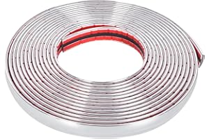 ZIMOER Chrome Trim Flexible car DIY Chrome Tape, Styling Moulding Strip, Silver Van Truck Detail Edging Protect Sticker, Car Accessories Interior Strips (15mm x 5m)