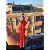 Kelebek Antrenman Bı&ccedil;ağı &Ouml;zel Motifli Plastik Kırmızı Butterfly Knife Plastik 1 Adet, qw3vqwe