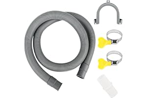 VFANDV Lave-Vaisselle Tuyau Vidange avec Support et Colliers de Serrage, Tuyau de Vidange Universel, Rallonge de Vidange pour Lave-Linge (1M)