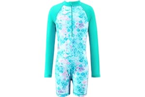 URMAGIC Toddler Girls Long Sleeve One Piece Swimsuits Zipper Sun Protection Bathing Suits Rashguard Swimwear