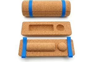 VELAJA Balansbräda set med fottränare, balanstränare av naturkork, 4-i-1-system med massagerulle och boll, tåmotståndsband, för lindring av fotsmärta, stabilitet, rehabilitering och yoga