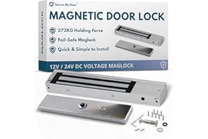 AMALOCKS SecureMyDoor Magnetic Door Lock - Fail Safe 272KG Holding Force - Mini Magnet EM Maglock for Out Swinging Doors - Ideal for Commercial, Residential, and Industrial Buildings.