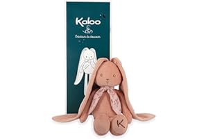 Kaloo - Lapinoo - Pantin Lapin - Peluche Bébé Bi-Matières Jersey et Tricot - 25 cm - Couleur Terracotta - Matières très Douces - Boîte Cadeau - Dès la Naissance, K969941