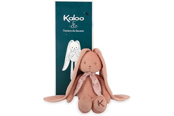 Kaloo - Lapinoo - Pantin Lapin - Peluche Bébé Bi-Matières Jersey et Tricot - 25 cm - Couleur Terracotta - Matières très Douces - Boîte Cadeau - Dès la Naissance, K969941