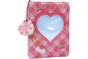 SHENGO 3 inch Mini Photo Album, Kpop Photocard Binder, Mini Photo Kpop Album Cute Kpop Photocard Holder Book, Love Heart Hollow Photocard Id Holder 40 Pockets with Lovely Pendant for Photo Collection