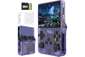 PREDE Retro Portable Game Console R36S-avec Système Linux Open Source, 21 000 Jeux Classiques, Écran IPS De 3,5 Po, 64 Go/128 Go, Mini Console De Jeu Portable-Purple||128GB