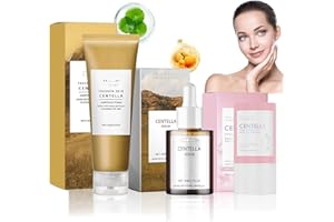 BYHSOEP 3 Piezas Skincare Centella Kit, Centella Limpiador Facial, Centella Serum, Centella Stick Mask, Skincare Coreano Kit, Hidratante, Nutre, Minimiza los Poros, Apto para Todo Tipo de Piel