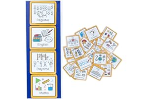 CREATE VISUAL AIDS Visual Timetable for School (Large) with 50 visual aids, visual symbols to reduce anxiety, bring calm and support autism, adhd, SEND, downs syndrome & speech and language delay for whole class use.