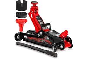 LEHMANN Hydrauliczny podnośnik samochodowy 2,5 t, manewrowy podnośnik samochodowy z 2 gumowymi nakładkami, wysokość podnoszenia 85-360 mm, kółka 360°, hydrauliczny, idealny do konserwacji, naprawy