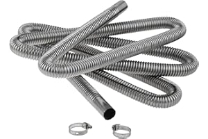 Dreld 300 Cm Edelstahl Abgasrohr Abgasrohrleitung Kraftstofftank Auspuffrohr Auto Standheizung Abgasschlauch mit Zwei Edelstahlklammern für Stromerzeuger Diesel Heizung (300cm,25mm)