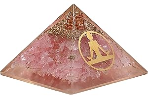 AMAZING GEMSTONE Pirámide de orgón grande, cristal pirámide de cuarzo rosa, pirámide de orgonita de Buda, pirámide de órgano, curación de energía positiva