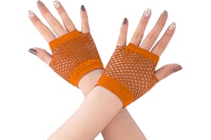 HD Novelty Fingerless Fishnet Gloves Diva Women Black 80s Retro Vintage Nylon Stretchy Mesh Gloves for Kids Girls Dance Disco Costume Parties Supplies Accessories