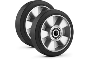 ‎VRIETINA 2 Stück Hubwagenrollen Gummirollen 180x50 mm, Achse 20 mm inkl. Kugellager Rollen Laufrollen für Hubwagen Ersatzrollen, Max. Belastung 1400 KG
