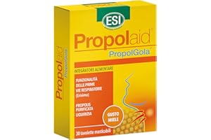 ESI SPA ESI - Propolaid Tavolette Masticabili, Caramelle Gola Gusto Miele con Propolis, Allevia le Infiammazioni del Cavo Orale, Contrasta Sintomi da Raffreddamento, Senza Glutine e Vegetariane, 30 Tavolette