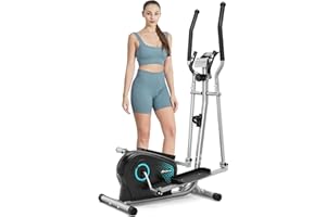 Dripex Ellittica da Casa Silenziosa, Ellittica Professionale con Volano 6 kg, 16 Livelli di Resistenza, Sensore Battito Cardiaco, Display LCD, Ellittiche per Casa per Allenamento Cardio