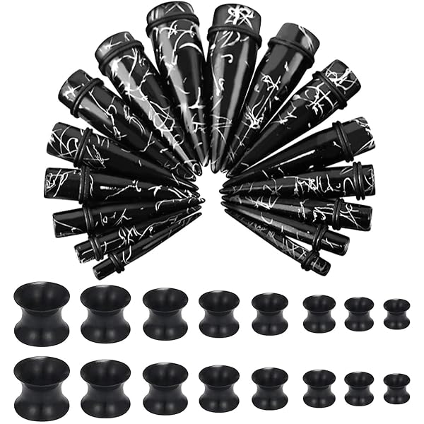 Taffstyle Dehnungsstab Piercing Dehnstab Taper Expander Ohr Stab Ohrpiercing 2 In 1 Flesh Schraub Plug Plus Dehnungsstab Schwarz Zebra S084o04j