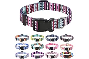 Mihqy Hundehalsband, Verstellbares, Weich & Komfort Hunde Halsband, Böhmisches, Blumen, geometrisches, Stammes Design, für Kleine, Mittlere und Große Hunde(Böhmisches Lila,M)