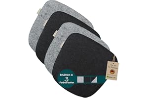 ‎SILUK SILUK gemütliches Sitzkissen aus Filz 40cm x 40 cm - Komfortable Waschbare - 4er Set Grau I Schwarz für Bank Stuhl Stuhlkissen (Quadrat - Anthrazit/Grau)