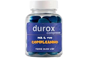 DFPRIME DUROX Compresse Blu Compleanno – Scherzo Wiagras Goliardico per Compleanno Uomo – Idea Regalo Divertente per Compleanno – Confetti Blu al Cioccolato – FANNE BUON USO – Confezione Simpatica