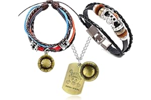 Zaky Lot de 13 bracelets One P. Trafalgar Law Luffy Squelette Pendentif Collier Chapeau de paille Anime Hommes Autocollant Set