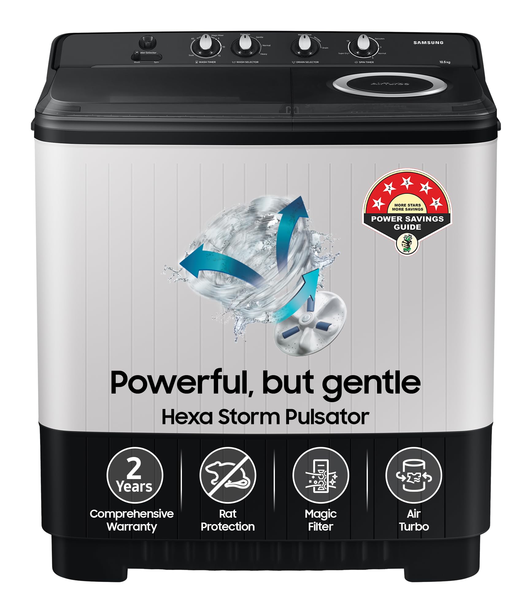 Samsung 10.5 kg Semi-Automatic Top Load Washing Machine: Efficient Air Turbo Drying | Review