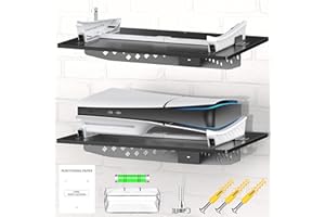 Rysker Wandhalterung PS5 Horizontal, PS5 Wandhalterung Horizontal für Playstation 5 Slim Disc & Digital, Basishalterung für PS5 Zubehör, Verbesserte PS5 Slim Wandhalterung mit Schraubbefestigung