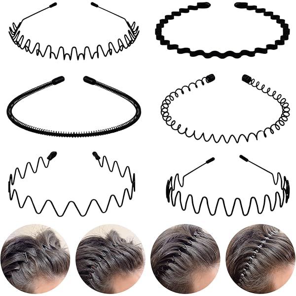 XINGZHE Metall-Stirnband Schwarz – Elastisch, Rutschfest, Für Herren & Damen, Sport & Alltag, 36 Cm Umfang
