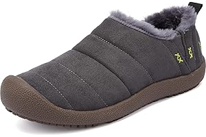 VTASQ Zapatillas de Casa Hombre Botas de Nieve Invierno Antideslizantes Algodón Botas Cálido Interior Pantufla Exterior Alta Botines