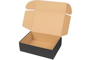 packer PRO Pack 25 Cajas Carton Envios para Ecommerce y Regalo Negras Automontable, Mediana 34x23,5x11cm