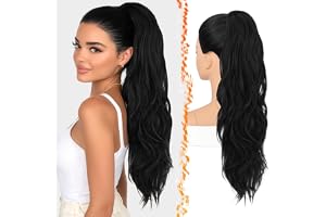 BARSDAR syntetisk dubbel användning Claw Clip vågig svart ponytail