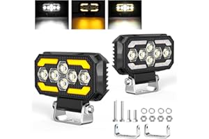 AnTom 2 pièces phare de travail LED 168W 9-60V 18000 Lumens phare LED IP68 étanche 5 pouces phare longue portée led pour excavatrices, tracteurs, remorques, ATV, camions, véhicules tout-terrain, motos