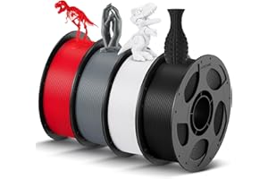 ANYCUBIC Filamento PLA 1,75 mm, Filamento PLA per Stampante 3D, Confezione Sottovuoto, Identificazione Intelligente per Stampa Intelligente, Nero+Bianco+Grigio+Rosso, 4KG