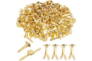 PHIOMUUE 100 Pcs Golden Paper Fasteners, Round Head Split Pins Metal Paper Clips,Mini Brads for Crafting, DIY Scrapbooking, Stamping Projects, Office Supplies,Multicolor Scrapbooking Brads