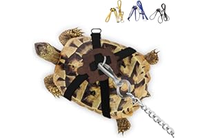 CQJ Pet Turtle Leather Harness Small and Harness Pet Leash Suitable for Tortoise Supplies Adjustable Control Leash (Black, S)