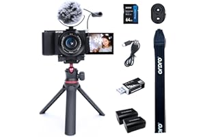 ORDRO G730 Spiegellose Kamera mit 5K-Videos, AF/MF, 12-facher optischer Zoom, 3.2" Vari-Winkel-Bildschirm, Spiegellose Digitalkamera mit 64 GB SD-Karte (Creator Kit, Schwarz)