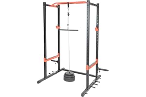 Sunny Health & Fitness Power Cage Squat Rack Accessoires de Mise à Niveau, Barre de soulevé, Support de Barre de Plaque, Squat de Ceinture, Crochet en J, Adaptateur, Anneau en U, Barre de Traction,