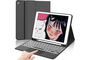 IVEOPPE Tastiera iPad 6 Generazione con Touchpad,Tastiera iPad 9.7, Tastiera per iPad 5, iPad Pro 9.7, iPad Air 2, iPad Air 1, Custodia Tastiera Italiano Bluetooth Staccabile Retroilluminata, Nero