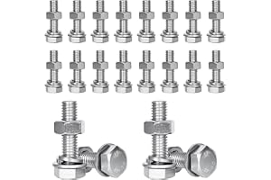 20 stycken Hexagonala huvudskruvar, M8 x 30 mm rostfria bultar med muttrar, platt bricka, säkerhetsbricka för maskiner, möble