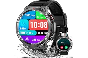 IOWODO Męski smartwatch, zegarek fitness, połączenia Bluetooth, inteligentny zegarek wojskowy z czujnikiem tętna, SpO2, monitorem snu, 100 trybami sportowymi, kompatybilny z systemem Android iOS (2