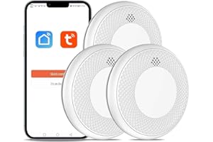 SAFELIVEO Rilevatore di Fumo WiFi, Batteria da 10 anni con Notifica Tramite App, Funzione di Disattivazione Dell'audio e Funzione di Autotest, Certificato TUV(Compatibile con l'app Tuya/Smart Life),3 pezzo
