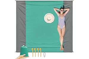ISOPHO Coperta da picnic 200 x 210 cm Coperta da spiaggia Tappetino da spiaggia impermeabile 4 angoli di fissaggio Coperta da spiaggia senza sabbia/picnic per spiaggia, campeggio, escursioni e gite
