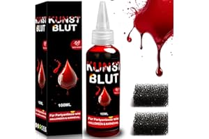 ELF-GRETTER 100ml Sangue Finto Halloween Trucchi Viso, Trucco Halloween Fake Blood Kit Con Beccuccio e Spugna, Effetto Speciale Make up per Zombie Carnevale
